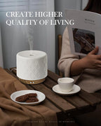 Essential Oil Diffuser -280ml Ceramic Diffuser for Large Room&Commercial Use, 2.4MHz Cool Mist Humidifier & Independent Decorative Light & Aromatherapy Diffuser, Pulse&Continuous Mist, Timer, Auto-Off