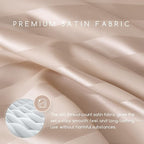 MR&HM Satin Bed Sheets, Full Size Sheets Set, 4 Pcs Silky Bedding Set with 15 Inches Deep Pocket for Mattress (Full, Champagne Striped)