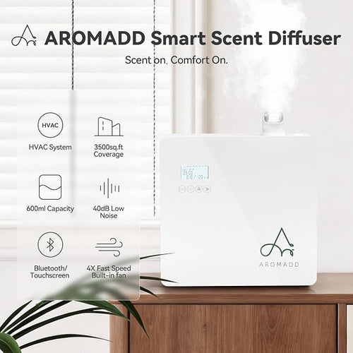 2025 Upgraded 3500 Sq.Ft Smart Scent Diffuser - HVAC System, Whole House Aroma & Hotel Collection Diffuser, Waterless Essential Oil Diffuser for Home Large Room, Cold Air Tech, 600mL (Pure White)