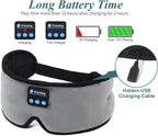 Sleep Headphones, Update Wireless 3D Eye Mask with Ultra-Thin HD Stereo Speakers for Side Sleepers, Air Travel, Meditation and Relaxation Grey