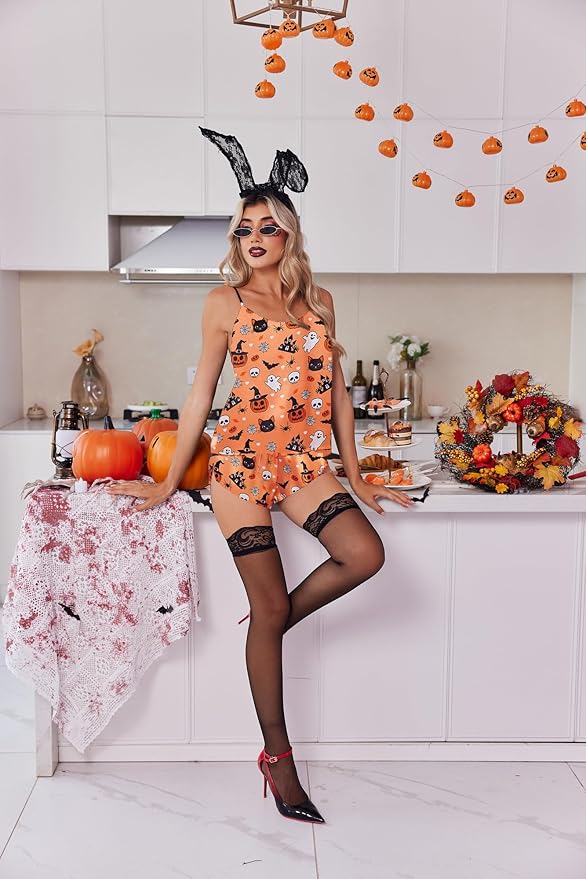 Ekouaer Silk Pajamas Set for Women Satin Backless Lingerie Pjs Cami Top and Shorts Nightwear