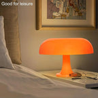 Orange Mushroom Lamp, Mid Century Modern Table Lamp for Bedroom, Aesthetic Mushroom Decor Bedside Small Lamps, 2700K(Bulb Replaceable, Bulb Included, Plug Powered)