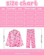Girls Pajamas Silk PJS Set Satin Sleepwear Long Sleeve Jammies for Kids Button-Down Nightwear Loungewear 3-16 Years