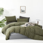 Cottonight Green Comforter Set King Olive Green Bedding Set Blanket Quilts Modern Soft Breathable 3 Piece Olive Green Comforter Set for Women Men King Bed