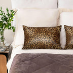 1 Pack Satin Pillowcase for Hair and Skin Abstract Brown Leopard Imitation Silk Pillowcase with Hidden Zipper Soft Breathable Smooth Cooling Pillow Cover Queen Size for Bedroom Sofa 20”x30”