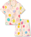 Beezizac Little & Big Girls Satin Silky Button Pajama Summer Short Sleeves Set Trendy Outfit Kid Size 6-16