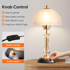 Crystal Table Lamp Set of 2, Dimmable Bedside Lamp with ON/Off Switch Modern Glass Lamps for Night Stands Bedroom Living Room Decor