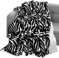 Elegant Comfort Throw Blanket, Reversible Sherpa Flannel, Ultra-Soft, Fuzzy, Cozy and Plush- All Season Lightweight Decorative Throw, 50 x 60 inches, Animal Print Design Sherpa Throw, Zebra
