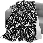 Elegant Comfort Throw Blanket, Reversible Sherpa Flannel, Ultra-Soft, Fuzzy, Cozy and Plush- All Season Lightweight Decorative Throw, 50 x 60 inches, Animal Print Design Sherpa Throw, Zebra