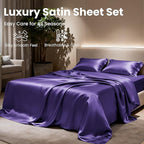 Love's cabin Twin Satin Sheets Sets - 3 Piece Purple Silky Bed Sheets with Deep Pockets, Luxury Silk Feel Satin Twin Size Sheet Set Bedding Set (1 Flat Sheet,1 Fitted Sheet,1 Pillow case)