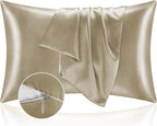 BEDELITE Satin Pillowcase with Zipper, Taupe King Size Pillow Cases Set of 2, Super Soft and Cooling Similar to Silk Pillow Cases, Gift for Women Men(20x36 Inches)