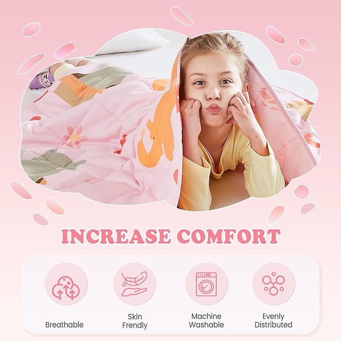 HOSUKKO Weighted Blanket - 2 lbs Pink Cat Heavy Lap Indoor - Small Size Breathable Blanket(20 * 30 inches, 2 lbs)