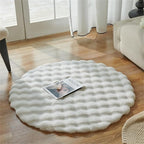 ABREEZE Faux Rabbit Fur Rug 4FT, White Fluffy Soft Area Rug Round Fuzzy Carpet for Living Room, Bedroom, Machine Washable Shaggy Nursery Rug