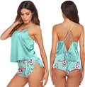 Ekouaer Silk Pajamas Set for Women Satin Backless Lingerie Pjs Cami Top and Shorts Nightwear