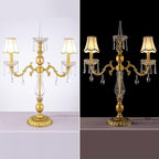 Wellmet Gold Crystal Table Lamp, 2 Light Crystal Table Lamp for Bedroom, Vintage Table Lamps for Living Room, Bedroom, Office Hotel Decor, Modern Palace Lights