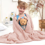 Pink Weighted Blanket Kids 7lbs, 40"x60", Cooling Heavy Throw Blanket for 60-90lbs, Microfiber Soft Thick Big Blankets Weighted Comforter Breathable Gift for Sleeping