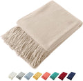 Homiest Decorative Knitted Throw Blanket with Fringe, Lightweight Acrylic Knit, Soft & Cozy Tassel Blanket for Couch, Sofa, Bed (Taupe, 50 x 60 Inch)