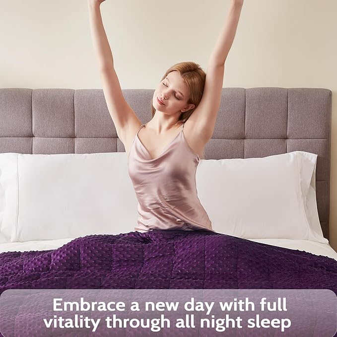 L'AGRATY Weighted Blanket for Adult - 60"x80" 17lbs Minky Dots Heavy Blanket with Glass Beads Soft Breathable for All-Season Summer Fall Winter Thick Comfort for Sleeping