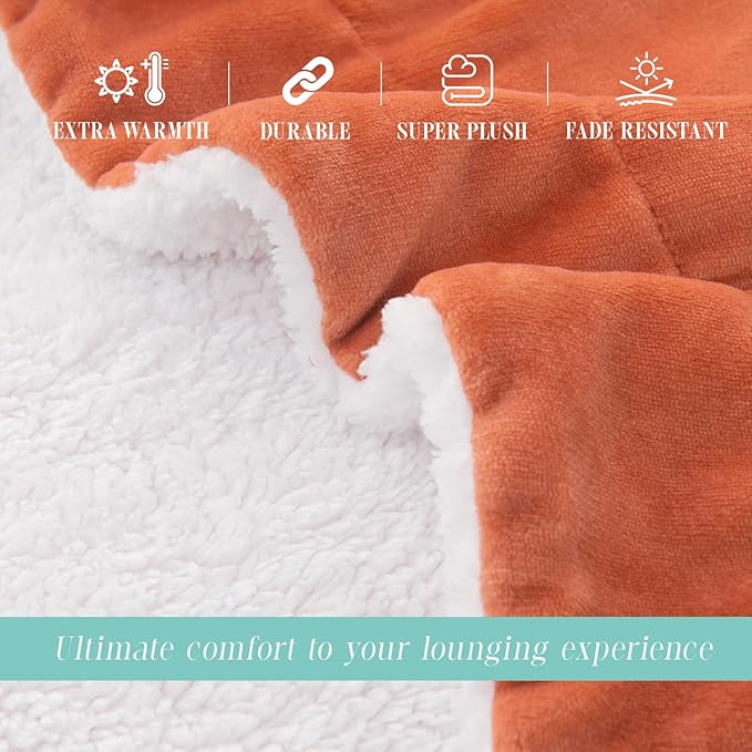 Elegant Comfort Throw Blanket, Reversible Sherpa Flannel, Ultra-Soft, Fuzzy, Cozy and Plush- All Season Lightweight Decorative Throw, 50 x 60 inches, Ombre Design Sherpa Throw, Dusty Rose