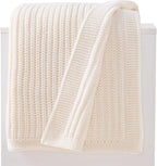 Cream White Chunky Knit Throw Blanket 50"x60" - Soft Cozy Thick Knitted Blanket for Couch Sofa Bed, Cute Christmas Decorative Throw for Living Room