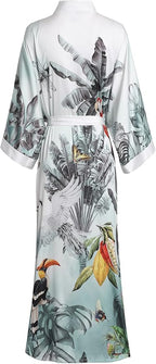 Aensso Long Soft Lightweight Silky Kimonos Robes for Women, Luxury Japanese Floral Womens Kimono Robe