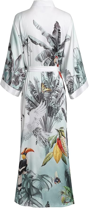 Aensso Long Soft Lightweight Silky Kimonos Robes for Women, Luxury Japanese Floral Womens Kimono Robe