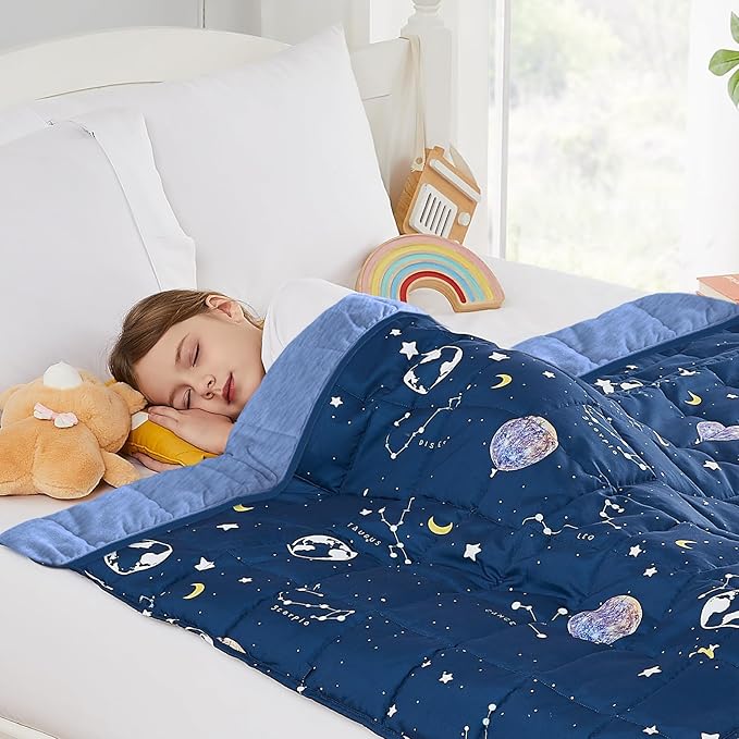 HOSUKKO Weighted Blanket - 2 lbs Cooling Navy Starry Sky Heavy Blanket - Small Size Breathable Blanket for Hot Sleepers(36 * 48 inches, 2 lbs)