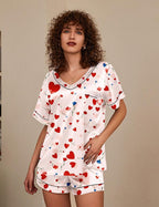 Ekouaer Silk Pajama for Women Short Sleeve Satin Pj Set Two Piece Soft Sleepwear Loungewear, S-XXL