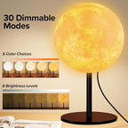 Moon Lamp Night Light for Kids, Dimmable Bedside Lamp with 30 Modes, Inline Control Small Table Lamp for Bedroom, Kids Room, Nightstand, Dorm, Office Decor, Birthday Gift for Boys Girls Teens Women