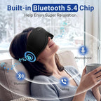 3D Bamboo Cotton Sleep Mask with Bluetooth 5.4 Headphone, Music Wireless Bluetooth Blackout Eye Mask for Side Sleepers, Earphones HD Speaker Microphone for Travel, Gifts for Women Men, Black
