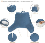 Clara Clark Reading Pillow for Kids & Teens with Shredded Memory Foam, Backrest Pillows for Reading, Watching, and Gaming, Use on Couch, Bed, Floor, Adjustable Support with Washable Cover Blue Heaven