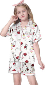 Girls & Womens Satin Pajamas Set, Silk Button-Down Sleepwear 2 Piece Nightwear, 3 Years - Women XXL