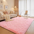 junovo 8x10 Pink Washable Area Rug for Girls Bedroom Living Room, Soft Non-Slip Fluffy Rugs, Shag Plush Memory Foam Carpet for Kids Room Baby Nursery Home Decor