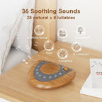Raynic Noise Machine, Battery Powered Sound Machine, Portable Sleep Machine with 36 Natural Soothing Sounds, Timer, USB Port, Headphone Jack for Baby, Kids, Adults, Travel, Office (Yellow Wood Grain)