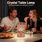 TOBUSA Crystal Cordless Table Lamp Rechargeable, Portable 6000mAh Battery Operated Lamp with 3 Color Temps & Stepless Dimming, Bedside Touch Small Desk Lamp, Rose Gold LED Night Light for Bedroom Bar
