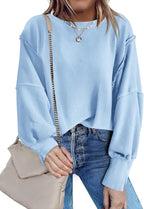 Nirovien Womens Oversized Crewneck Sweatshirt Side Slit Long Sleeve Pullover Slouchy Fit Tops