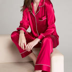 SIHA Satin Silk Pajamas for Women Pajama Set With Long Sleeve Button-Down Satin Pajamas Sleepwear XS-3XL