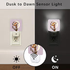 Giraffe Night Lights Plug Into Wall, Fanciful Nature-Inspired Roses Moon None Peach Plug in Night Light with Dusk to Dawn Sensor for Entryway Garage Stairs Decor 2pcs