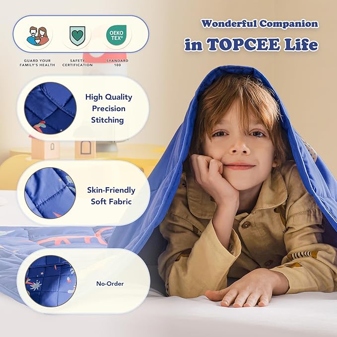 Topcee Weighted Blanket (3 lbs, 36" x 48") Cooling Throw Heavy Blanket for Sleeping Apply to 20-40 lbs, Soft Thick Breathable Blanket with Glass Bead, Easy Care