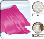 Silk Pillow Cases 2 Pack Soft Breathable and Sliky King Size Pillow Cases Set of 2,Natural Mulberry Silk Pillowcase Set of 2 for Hair and Skin with Hidden Zipper (Hot Pink,20"X 36",2pcs)