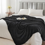 BEDELITE Fleece Blanket Black Throw Blanket for Couch & Bed, Luxury Plush Cozy Fuzzy Blanket 50" x 70", Super Soft Warm Lightweight Fall Throw Blanket for Travel Camping