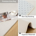 Softlife Area Rug for Bedroom Living Room, Solid Non-Slip 5x7 Fluffy Carpet with Soft Low Pile for Kids Boys Girls, Machine Washable Fuzzy Aethetic Rugs Home Dorm Decor, Creamy White