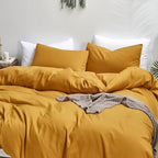 Luxlovery Mustard Yellow Comforter Set Full Dark Yellow Bedding Sets Full Size Ginger Quilts Blanket Comfy Lightweight Cozy Solid Color Comforter Set for Women Men