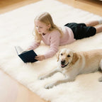 Fluffy Cream Rug Small 2x3 Area Rugs for Bedroom Living Room, Non-Slip Ultra Soft Area Rugs for Pet, Kids Room, Girls Room, Dorm, Study, Office, Entryway, Playroom, Easy Clean,Modern Carpet