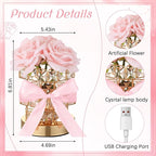 VIHOSE Rose Flower Lamp Mother Gift Crystal Table Lamp for Bedroom 3 Color Dimming Pink Night Light Birthday Gifts for Women Mom Girlfriend Wife