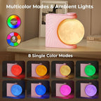 Sunrise Alarm Clock, Wake-Up Light Moon Lamp with Colourful Light Mode, 10 Fairy Sounds, 30/60/90 Timer & Dual Alarms for Girls/Teens, Cute Bedside Companion for Nursery/Kids Room (Blush Pink)