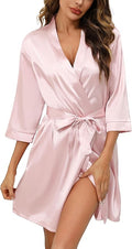 Samring Women's Bride Bridesmaids Robe Short Satin Kimono Robes for Wedding & Bridal Party Silk Bathrobes for Women