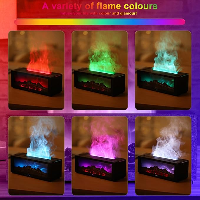 Fireplace Essential Oil Diffuser, 150ml Aromatherapy Diffuser, Ultrasonic Cool Mist Humidifier, 7 Colors Firelight Flame Diffuser with Remote for Home Office
