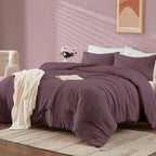 WRENSONGE Queen Comforter Set - 3 Pieces Prewashed Deep Purple Comforter Soft Lightweight for All Seasons,Down Alternative Comforters Queen Size with 2 Pillow Shams