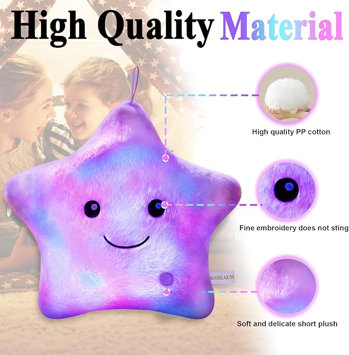 LED Night Light Up Star Pillows for Kids Pillows Girls Boys Childrens Daughter Girlfriend Plushie Birthday Christmas, Creative Glowing Stuffed Animal Toys Plush Pillows Colorful